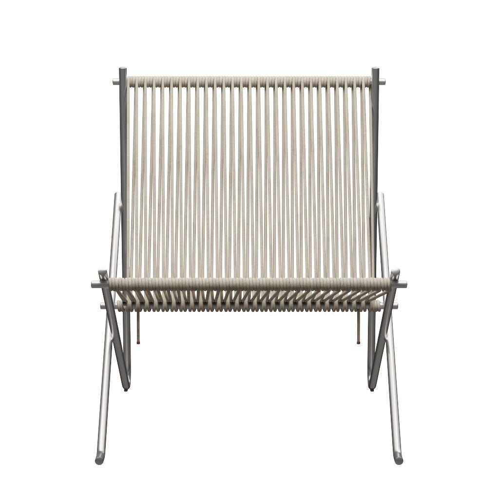 FRITZ HANSEN（フリッツハンセン）/PK4/ラウンジチェア/ナイロン芯入り麻ひも / ナチュラル/フレーム: Steel / ステンレススチール, サテン仕上げ - マット【納期】ご注文後確認
