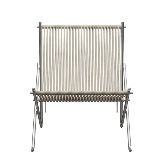 FRITZ HANSEN（フリッツハンセン）/PK4/ラウンジチェア/ナイロン芯入り麻ひも / ナチュラル/フレーム: Steel / ステンレススチール, サテン仕上げ - マット【納期】ご注文後確認