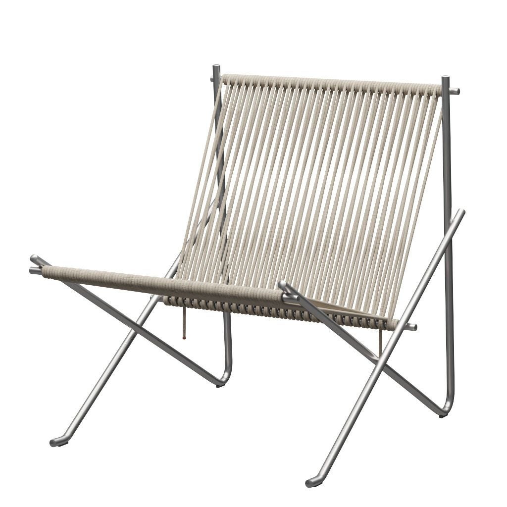 FRITZ HANSEN（フリッツハンセン）/PK4/ラウンジチェア/ナイロン芯入り麻ひも / ナチュラル/フレーム: Steel / ステンレススチール, サテン仕上げ - マット【納期】ご注文後確認