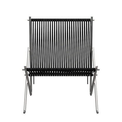 FRITZ HANSEN（フリッツハンセン）/PK4/ラウンジチェア/ナイロン芯入り麻ひも / ブラック/フレーム: Steel / ステンレススチール, サテン仕上げ - マット【納期】ご注文後確認