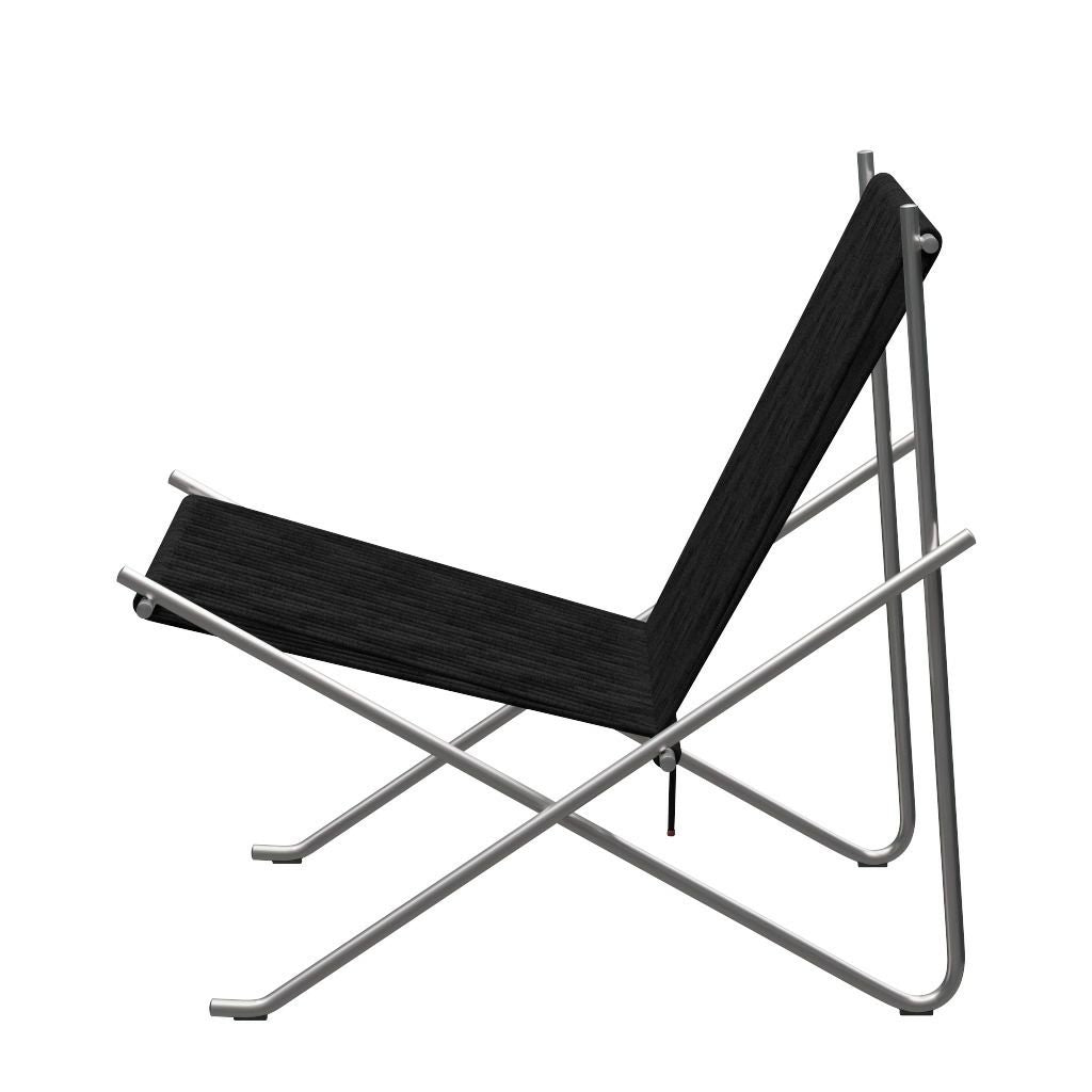 FRITZ HANSEN（フリッツハンセン）/PK4/ラウンジチェア/ナイロン芯入り麻ひも / ブラック/フレーム: Steel / ステンレススチール, サテン仕上げ - マット【納期】ご注文後確認