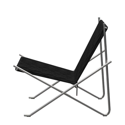 FRITZ HANSEN（フリッツハンセン）/PK4/ラウンジチェア/ナイロン芯入り麻ひも / ブラック/フレーム: Steel / ステンレススチール, サテン仕上げ - マット【納期】ご注文後確認