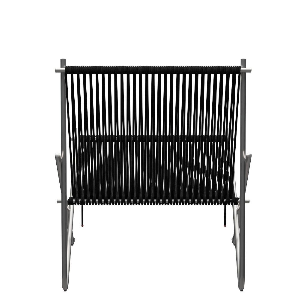 FRITZ HANSEN（フリッツハンセン）/PK4/ラウンジチェア/ナイロン芯入り麻ひも / ブラック/フレーム: Steel / ステンレススチール, サテン仕上げ - マット【納期】ご注文後確認