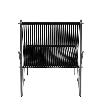 FRITZ HANSEN（フリッツハンセン）/PK4/ラウンジチェア/ナイロン芯入り麻ひも / ブラック/フレーム: Steel / ステンレススチール, サテン仕上げ - マット【納期】ご注文後確認