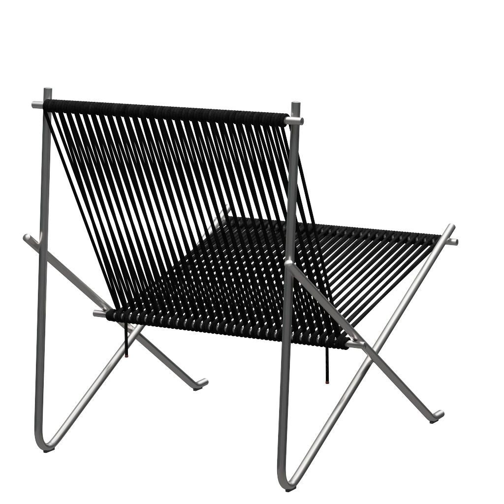 FRITZ HANSEN（フリッツハンセン）/PK4/ラウンジチェア/ナイロン芯入り麻ひも / ブラック/フレーム: Steel / ステンレススチール, サテン仕上げ - マット【納期】ご注文後確認