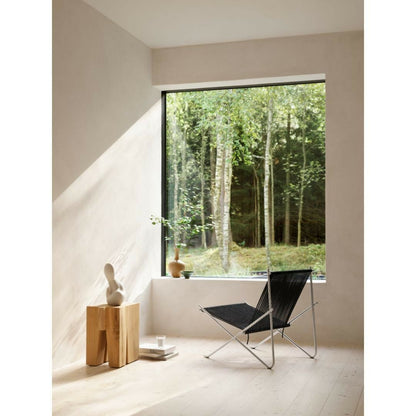 FRITZ HANSEN（フリッツハンセン）/PK4/ラウンジチェア/ナイロン芯入り麻ひも / ブラック/フレーム: Steel / ステンレススチール, サテン仕上げ - マット【納期】ご注文後確認