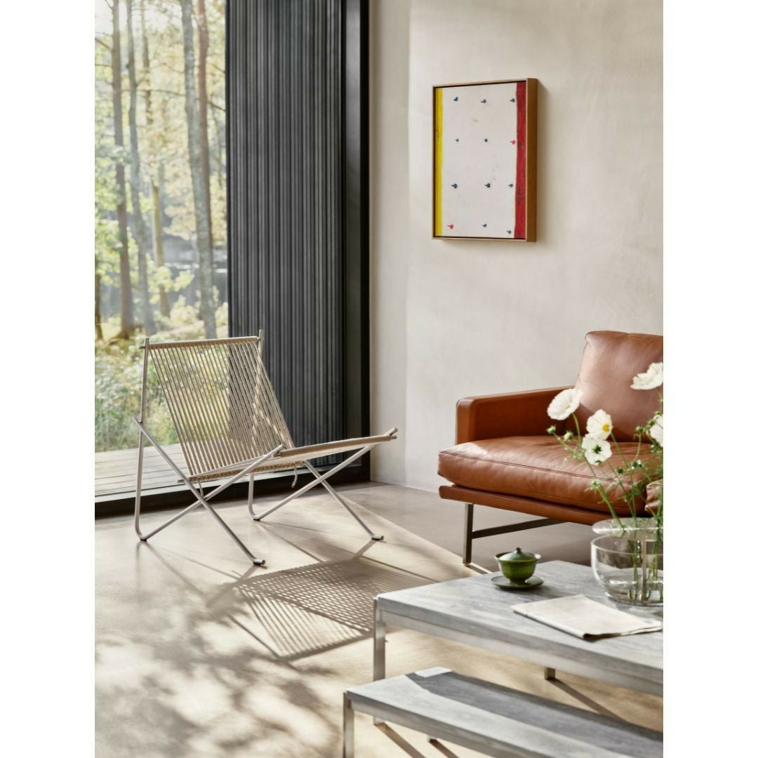 FRITZ HANSEN（フリッツハンセン）/PK4/ラウンジチェア/ナイロン芯入り麻ひも / ブラック/フレーム: Steel / ステンレススチール, サテン仕上げ - マット【納期】ご注文後確認
