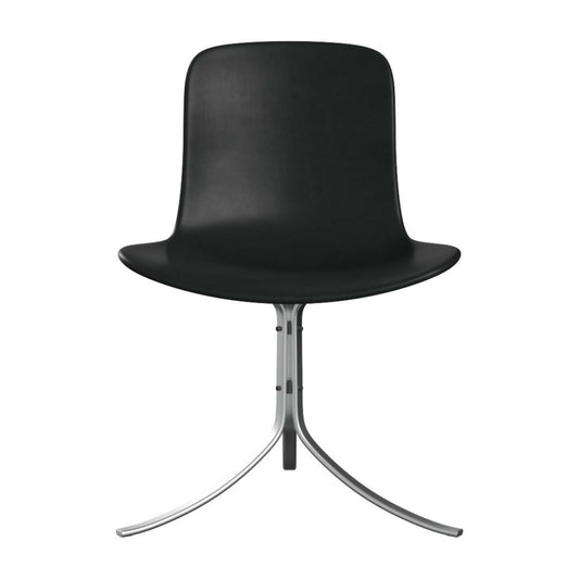 FRITZ HANSEN（フリッツハンセン）/PK9/チェア/グレースレザー / ブラック/Steel / スプリングスチール, サテン仕上げ - マット【納期】ご注文後確認