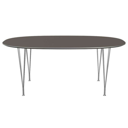 FRITZ HANSEN（フリッツハンセン）/Super Elliptical table/スーパー楕円テーブル/B613/Fenixラミネート/グレー/w1800/アルミニウム / サテン仕上げ - マット/仕上げスチール, クローム仕上げ - ハイグロス【納期】ご注文後確認