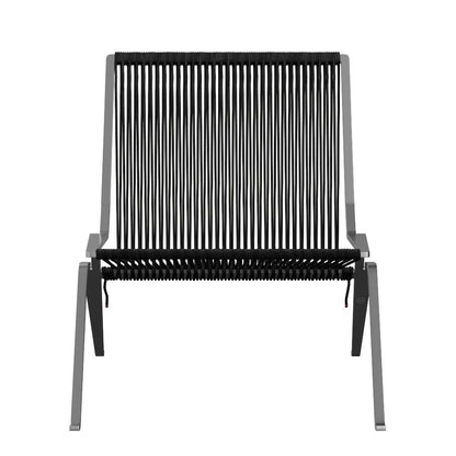 FRITZ HANSEN（フリッツハンセン）/PK25/ラウンジチェア/ナイロン芯入り麻ひも / ブラック/Steel / スプリングスチール, クローム仕上げ - マット