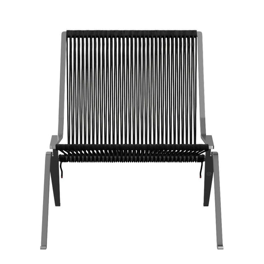 FRITZ HANSEN（フリッツハンセン）/PK25/ラウンジチェア/ナイロン芯入り麻ひも / ブラック/Steel / スプリングスチール, クローム仕上げ - マット
