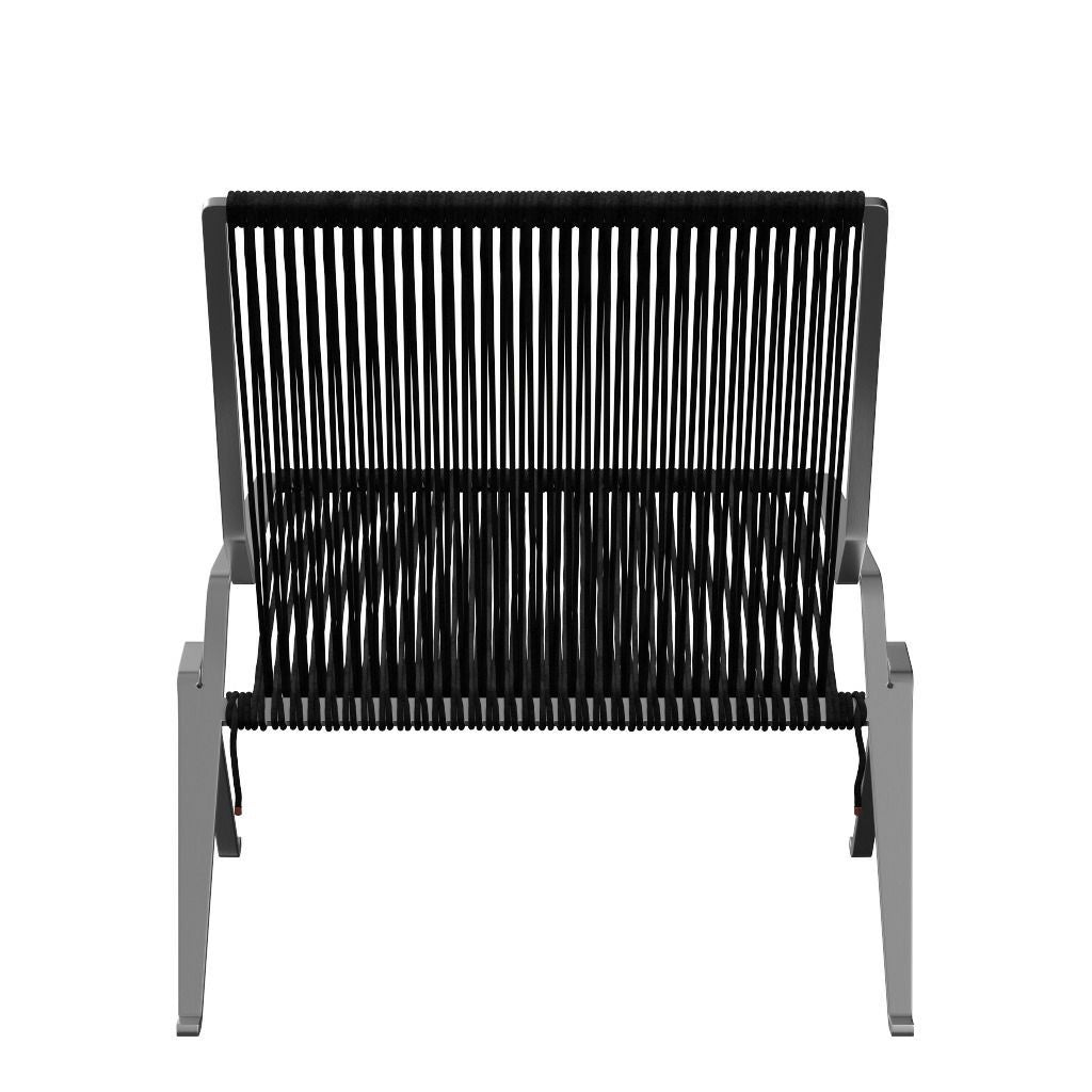 FRITZ HANSEN（フリッツハンセン）/PK25/ラウンジチェア/ナイロン芯入り麻ひも / ブラック/Steel / スプリングスチール, クローム仕上げ - マット