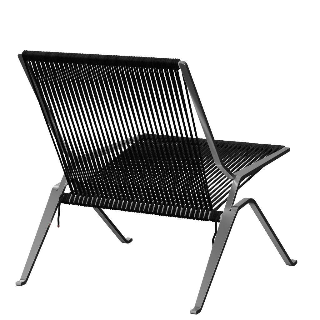 FRITZ HANSEN（フリッツハンセン）/PK25/ラウンジチェア/ナイロン芯入り麻ひも / ブラック/Steel / スプリングスチール, クローム仕上げ - マット