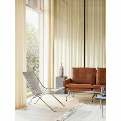 FRITZ HANSEN（フリッツハンセン）/PK25/ラウンジチェア/ナイロン芯入り麻ひも / ブラック/Steel / スプリングスチール, クローム仕上げ - マット