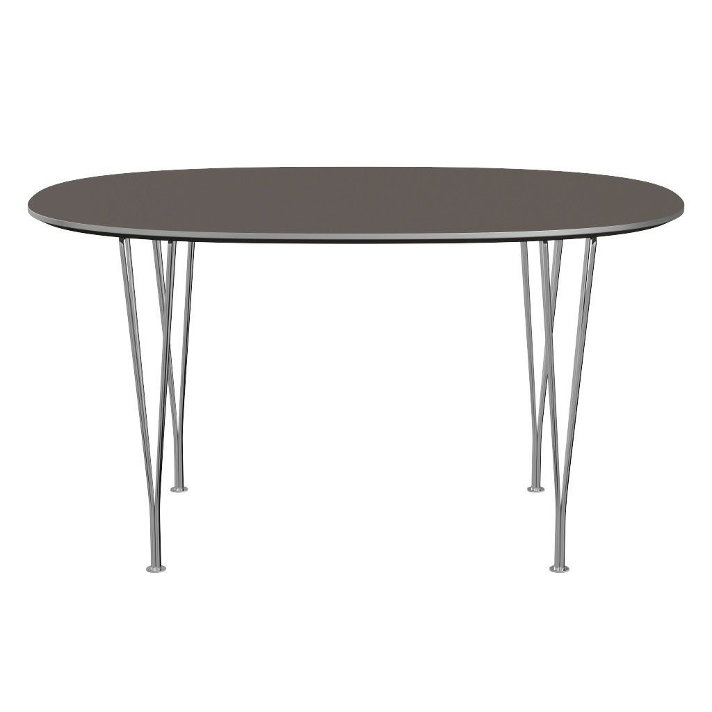 FRITZ HANSEN（フリッツハンセン）/Superellipse(スーパー楕円テーブル)/B611/Fenixラミネート / グレー/Steel / 仕上げスチール, クローム仕上げ - ハイグロス