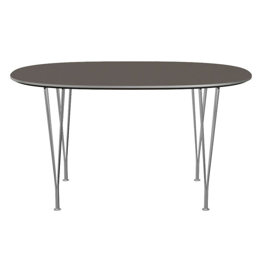 FRITZ HANSEN（フリッツハンセン）/Superellipse(スーパー楕円テーブル)/B611/Fenixラミネート / グレー/Steel / 仕上げスチール, クローム仕上げ - ハイグロス
