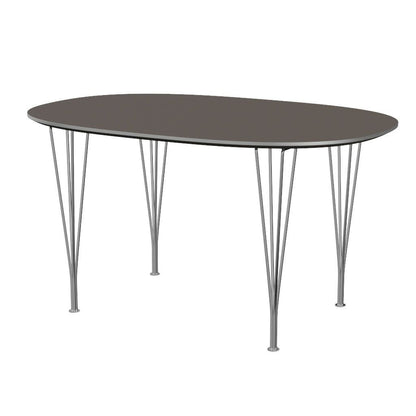 FRITZ HANSEN（フリッツハンセン）/Superellipse(スーパー楕円テーブル)/B611/Fenixラミネート / グレー/Steel / 仕上げスチール, クローム仕上げ - ハイグロス
