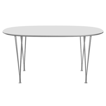 FRITZ HANSEN（フリッツハンセン）/Superellipse(スーパー楕円テーブル)/B612/Fenixラミネート / ホワイト/Steel / 仕上げスチール, クローム仕上げ - ハイグロス