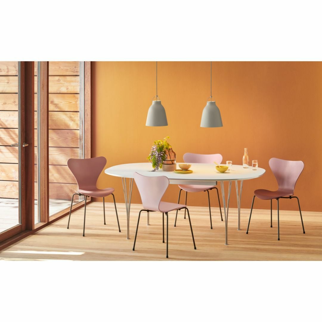FRITZ HANSEN（フリッツハンセン）/Superellipse(スーパー楕円テーブル)/B612/Fenixラミネート / ホワイト/Steel / 仕上げスチール, クローム仕上げ - ハイグロス