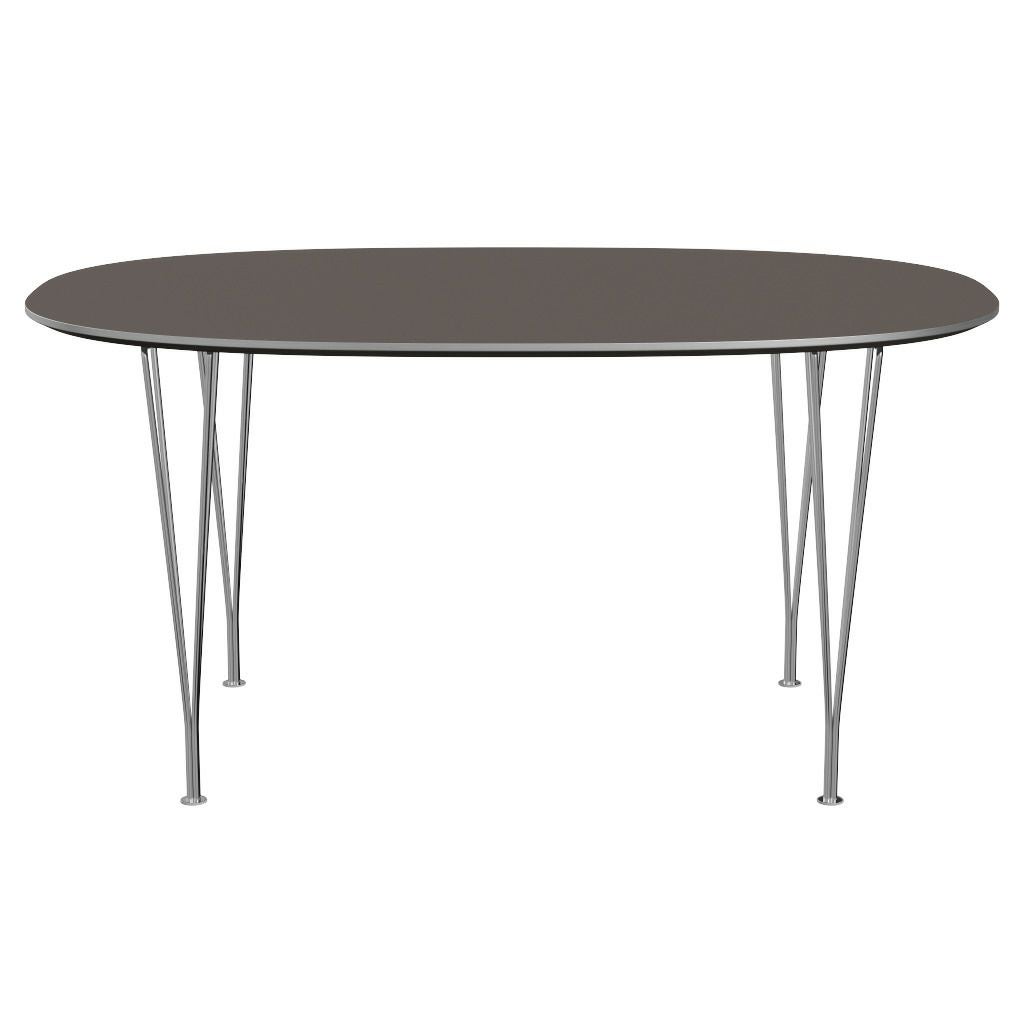 FRITZ HANSEN（フリッツハンセン）/Superellipse(スーパー楕円テーブル)/B612/Fenixラミネート / グレー/Steel / 仕上げスチール, クローム仕上げ - ハイグロス