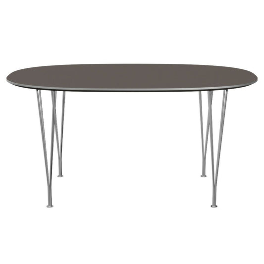 FRITZ HANSEN（フリッツハンセン）/Superellipse(スーパー楕円テーブル)/B612/Fenixラミネート / グレー/Steel / 仕上げスチール, クローム仕上げ - ハイグロス