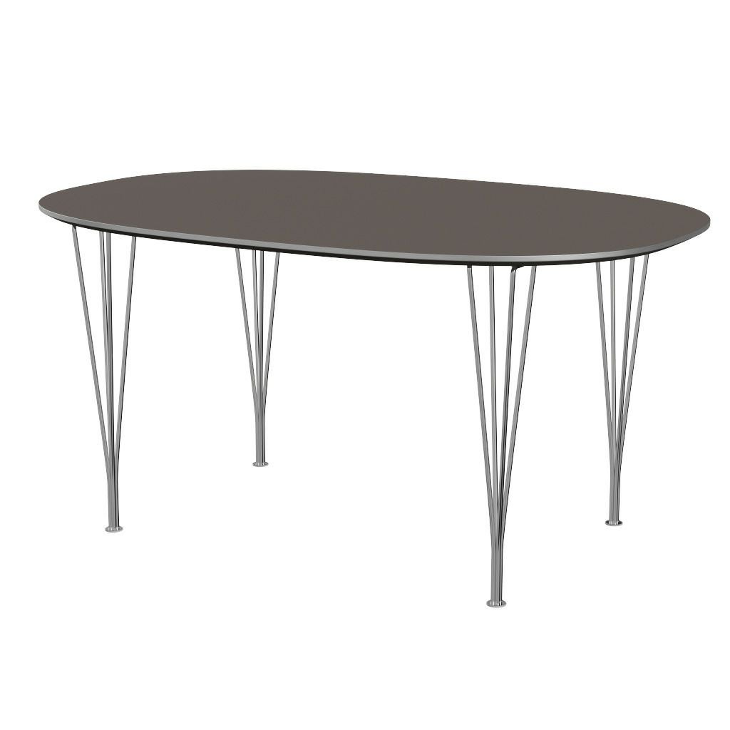 FRITZ HANSEN（フリッツハンセン）/Superellipse(スーパー楕円テーブル)/B612/Fenixラミネート / グレー/Steel / 仕上げスチール, クローム仕上げ - ハイグロス