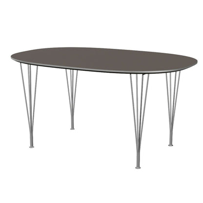 FRITZ HANSEN（フリッツハンセン）/Superellipse(スーパー楕円テーブル)/B612/Fenixラミネート / グレー/Steel / 仕上げスチール, クローム仕上げ - ハイグロス