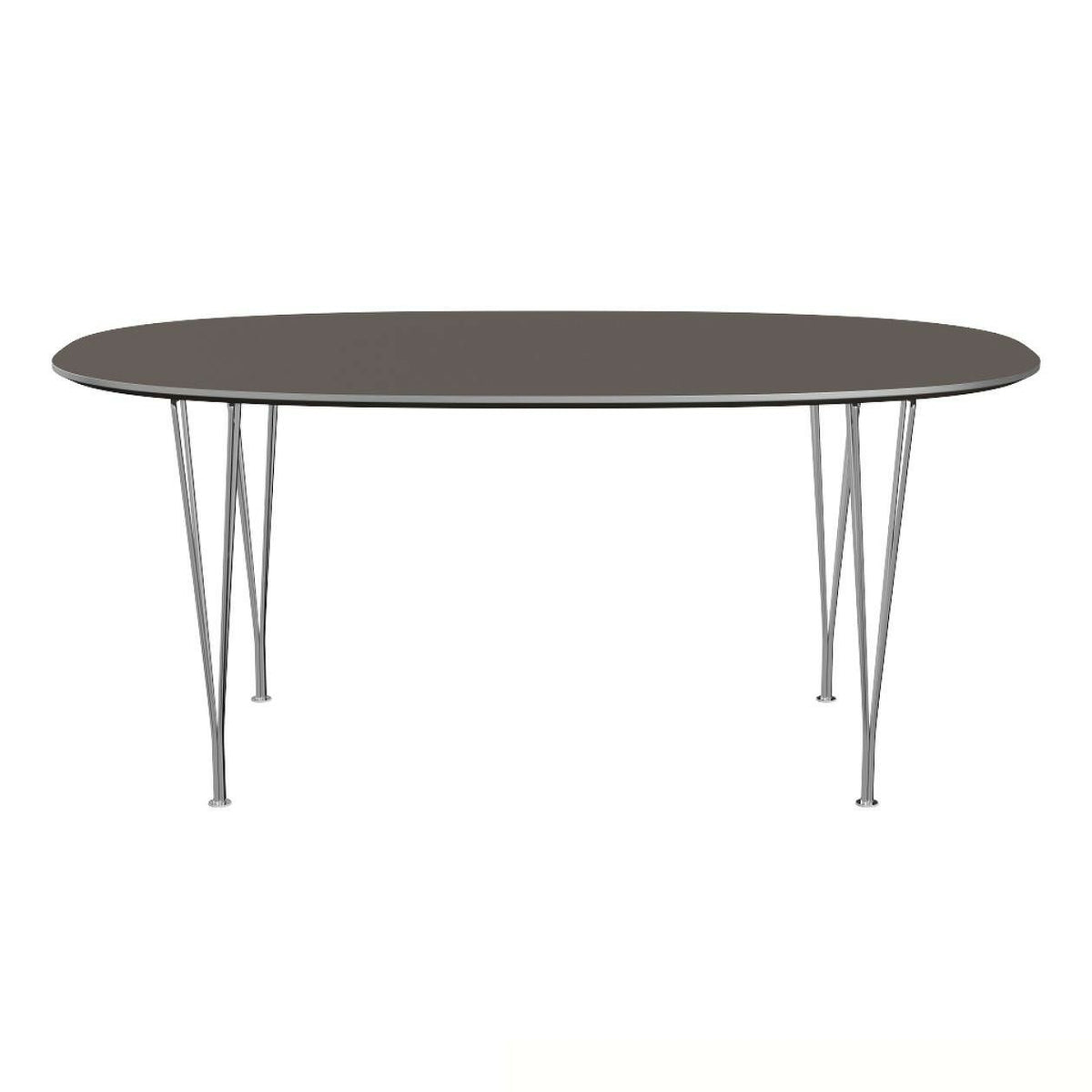 FRITZ HANSEN（フリッツハンセン）/Super Elliptical table/スーパー楕円テーブル/B616/Fenixラミネート /グレー/w1700/Steel / 仕上げスチール/クローム仕上げ - ハイグロス【納期】約3～4週間（メーカー欠品時を除く）