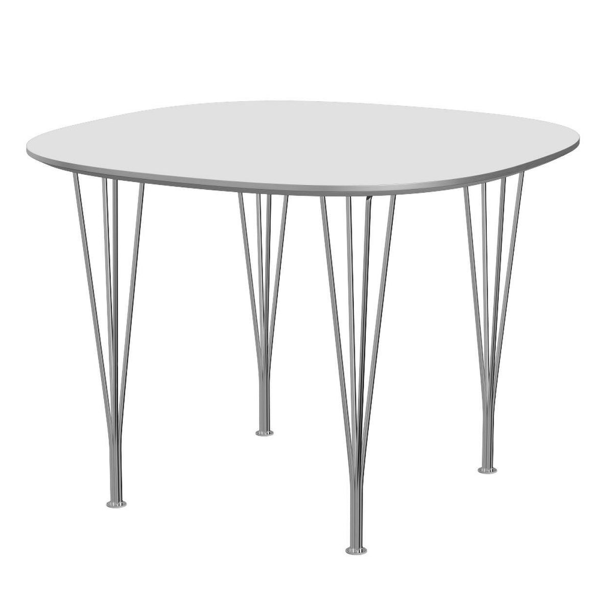 FRITZ HANSEN（フリッツハンセン）/Super Round table/スーパー円テーブル/B603/Fenixラミネート / ホワイト/1000×1000/Steel / 仕上げスチール/クローム仕上げ - ハイグロス【納期】約3～4週間（メーカー欠品時を除く）