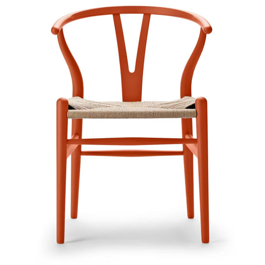 【カールハンセン別注Kvadratクッションプレゼント】CARL HANSEN & SON（カールハンセン&サン）/CH24/Yチェア（ワイチェア）/ビーチ材/SOFT ORANGE RED仕上げ/ナチュラルペーパーコード/SH45【納期】ご注文後確認