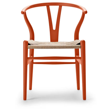 【カールハンセン別注Kvadratクッションプレゼント】CARL HANSEN & SON（カールハンセン&サン）/CH24/Yチェア（ワイチェア）/ビーチ材/SOFT ORANGE RED仕上げ/ナチュラルペーパーコード/SH43【納期】ご注文後確認