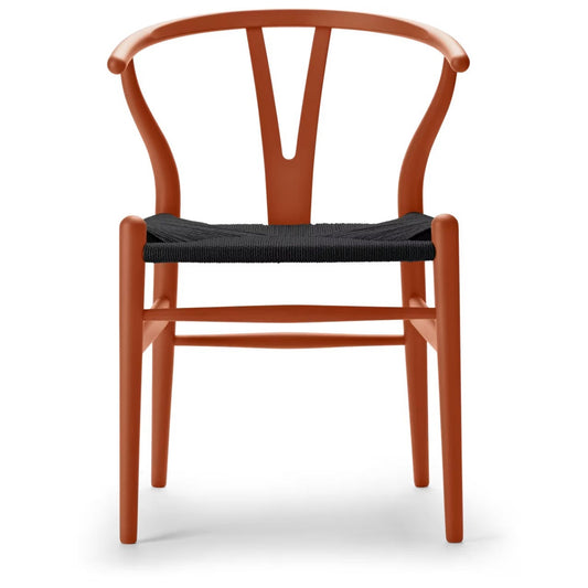 【カールハンセン別注Kvadratクッションプレゼント】CARL HANSEN & SON（カールハンセン&サン）/CH24/Yチェア（ワイチェア）/ビーチ材/SOFT ORANGE RED仕上げ/ブラックペーパーコード/SH45【納期】ご注文後確認