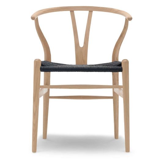 【カールハンセン別注Kvadratクッションプレゼント】CARL HANSEN & SON（カールハンセン&サン）/CH24/Yチェア（ワイチェア）/オーク材/ホワイトオイル仕上げ/ブラックペーパーコード/SH43【納期】ご注文後確認 傷防止フェルト付