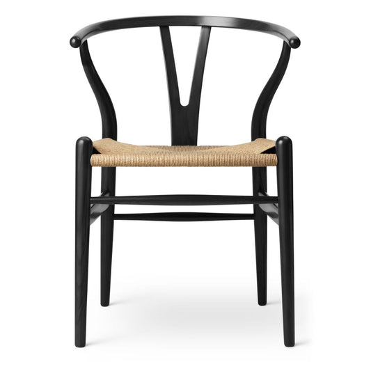 【カールハンセン別注Kvadratクッションプレゼント】CARL HANSEN & SON（カールハンセン&サン）/CH24/Yチェア（ワイチェア）/オーク材/BLACK塗装仕上げ/ナチュラルペーパーコード/SH43【納期】ご注文後確認 傷防止フェルト付