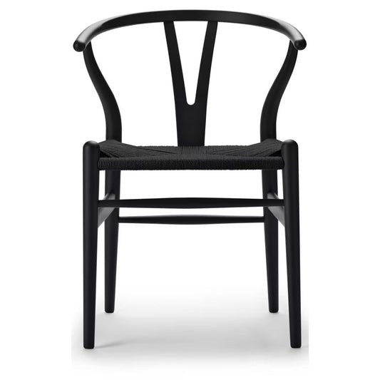 【カールハンセン別注Kvadratクッションプレゼント】CARL HANSEN & SON（カールハンセン&サン）/CH24/Yチェア（ワイチェア）/オーク材/BLACK塗装仕上げ/ブラックペーパーコード/SH43【納期】ご注文後確認 傷防止フェルト付