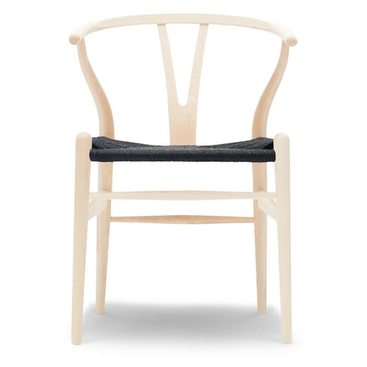 【カールハンセン別注Kvadratクッションプレゼント】CARL HANSEN & SON（カールハンセン&サン）/CH24/Yチェア（ワイチェア）/アッシュ材/ホワイトオイル仕上げ/ブラックペーパーコード/SH43【納期】ご注文後確認 傷防止フェルト付