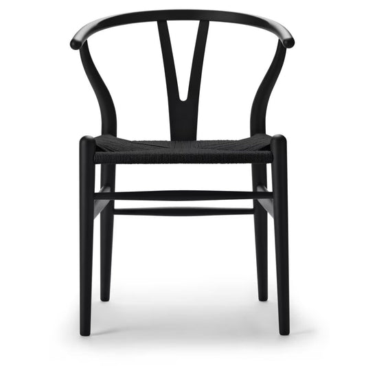 【カールハンセン別注Kvadratクッションプレゼント】CARL HANSEN & SON（カールハンセン&サン）/CH24/Yチェア（ワイチェア）/アッシュ材/BLACK塗装仕上げ/ブラックペーパーコード/SH45【納期】ご注文後確認 傷防止フェルト付