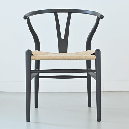 【カールハンセン別注Kvadratクッションプレゼント】CARL HANSEN & SON（カールハンセン&サン）/CH24/Yチェア（ワイチェア）/ビーチ材/SOFT BLACK仕上げ/ナチュラルペーパーコード/SH45/【シリアルNo.1782578】/【実物画像】 傷防止フェルト付
