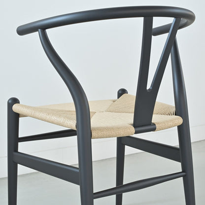 【カールハンセン別注Kvadratクッションプレゼント】CARL HANSEN & SON（カールハンセン&サン）/CH24/Yチェア（ワイチェア）/ビーチ材/SOFT BLACK仕上げ/ナチュラルペーパーコード/SH45/【シリアルNo.1782578】/【実物画像】 傷防止フェルト付