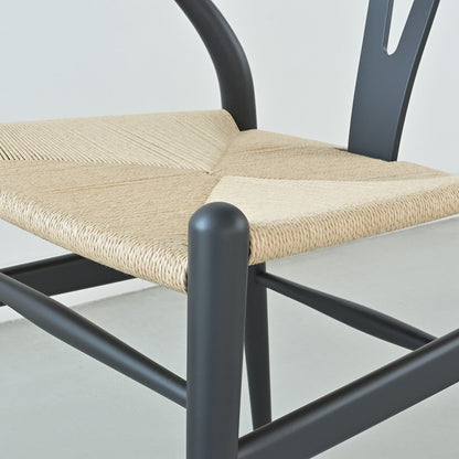 【カールハンセン別注Kvadratクッションプレゼント】CARL HANSEN & SON（カールハンセン&サン）/CH24/Yチェア（ワイチェア）/ビーチ材/SOFT BLACK仕上げ/ナチュラルペーパーコード/SH45/【シリアルNo.1782578】/【実物画像】 傷防止フェルト付