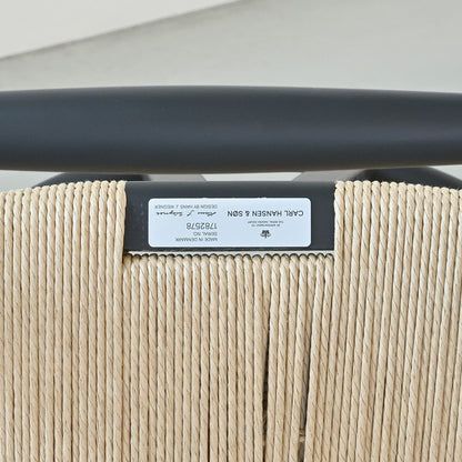 【カールハンセン別注Kvadratクッションプレゼント】CARL HANSEN & SON（カールハンセン&サン）/CH24/Yチェア（ワイチェア）/ビーチ材/SOFT BLACK仕上げ/ナチュラルペーパーコード/SH45/【シリアルNo.1782578】/【実物画像】 傷防止フェルト付