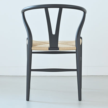 【カールハンセン別注Kvadratクッションプレゼント】CARL HANSEN & SON（カールハンセン&サン）/CH24/Yチェア（ワイチェア）/ビーチ材/SOFT BLACK仕上げ/ナチュラルペーパーコード/SH45/【シリアルNo.1782619】/【実物画像】 傷防止フェルト付