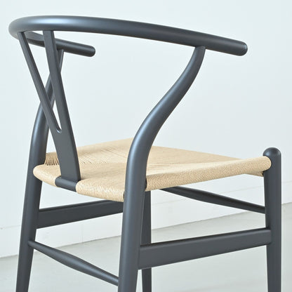 【カールハンセン別注Kvadratクッションプレゼント】CARL HANSEN & SON（カールハンセン&サン）/CH24/Yチェア（ワイチェア）/ビーチ材/SOFT BLACK仕上げ/ナチュラルペーパーコード/SH45/【シリアルNo.1782619】/【実物画像】 傷防止フェルト付