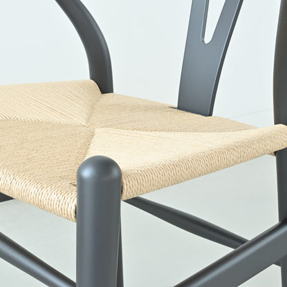 【カールハンセン別注Kvadratクッションプレゼント】CARL HANSEN & SON（カールハンセン&サン）/CH24/Yチェア（ワイチェア）/ビーチ材/SOFT BLACK仕上げ/ナチュラルペーパーコード/SH45/【シリアルNo.1782619】/【実物画像】 傷防止フェルト付