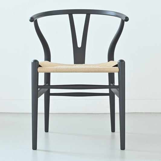 【カールハンセン別注Kvadratクッションプレゼント】CARL HANSEN & SON（カールハンセン&サン）/CH24/Yチェア（ワイチェア）/ビーチ材/SOFT BLACK仕上げ/ナチュラルペーパーコード/SH45/【シリアルNo.1782620】/【実物画像】 傷防止フェルト付