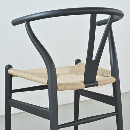【カールハンセン別注Kvadratクッションプレゼント】CARL HANSEN & SON（カールハンセン&サン）/CH24/Yチェア（ワイチェア）/ビーチ材/SOFT BLACK仕上げ/ナチュラルペーパーコード/SH45/【シリアルNo.1782620】/【実物画像】 傷防止フェルト付