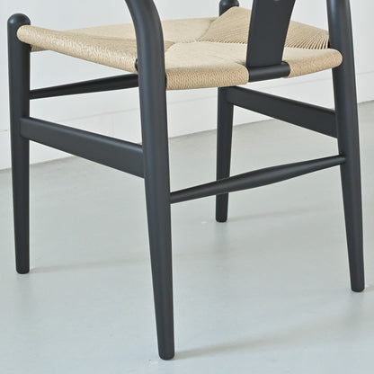 【カールハンセン別注Kvadratクッションプレゼント】CARL HANSEN & SON（カールハンセン&サン）/CH24/Yチェア（ワイチェア）/ビーチ材/SOFT BLACK仕上げ/ナチュラルペーパーコード/SH45/【シリアルNo.1782620】/【実物画像】 傷防止フェルト付