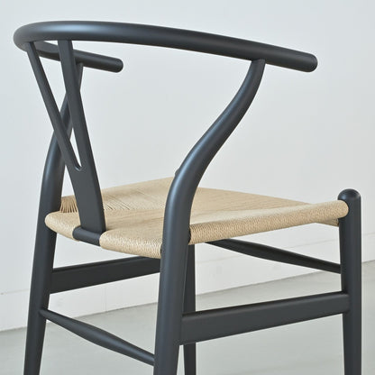 【カールハンセン別注Kvadratクッションプレゼント】CARL HANSEN & SON（カールハンセン&サン）/CH24/Yチェア（ワイチェア）/ビーチ材/SOFT BLACK仕上げ/ナチュラルペーパーコード/SH45/【シリアルNo.1782620】/【実物画像】 傷防止フェルト付