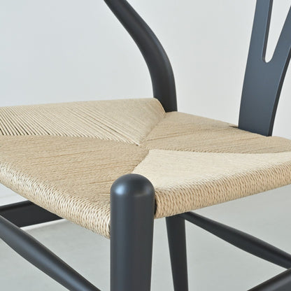 【カールハンセン別注Kvadratクッションプレゼント】CARL HANSEN & SON（カールハンセン&サン）/CH24/Yチェア（ワイチェア）/ビーチ材/SOFT BLACK仕上げ/ナチュラルペーパーコード/SH45/【シリアルNo.1782620】/【実物画像】 傷防止フェルト付