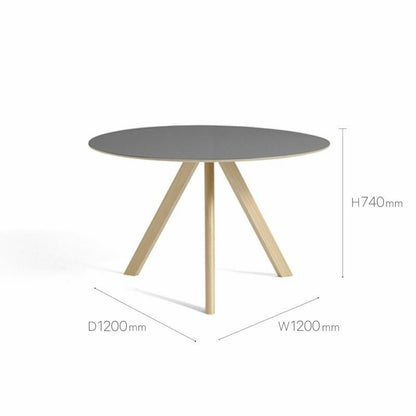 HAY（ヘイ）/CPH 20 ROUND/TABLES/テーブル/ダイニングテーブル/グレー リノリウム/O120/AA995-A530-AB41/Grey Linoleum Tabletop Water-Based Lacquered Plywood Edge